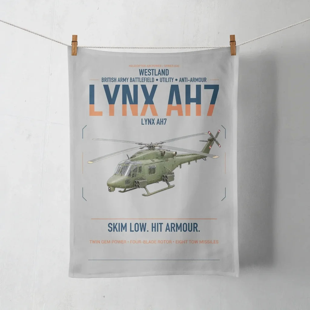 Westland Lynx AH7 design on light gray towel