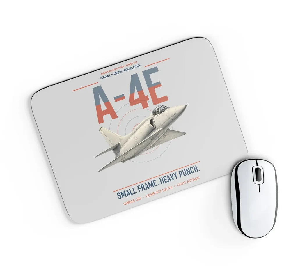 A-4E Skyhawk design on light gray rectangle mouse pad