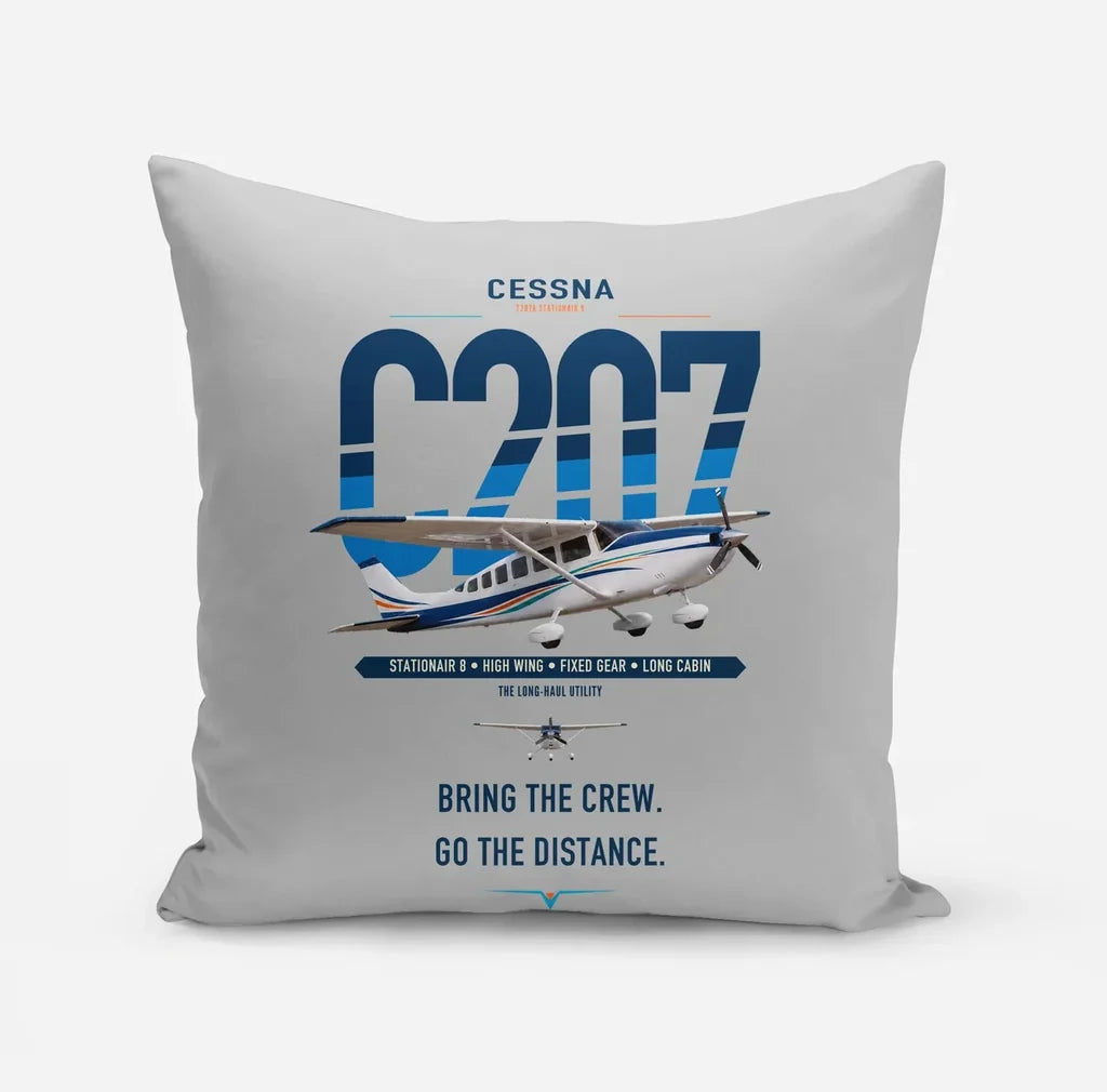 Cessna T207A Stationair 8 design on light gray pillow