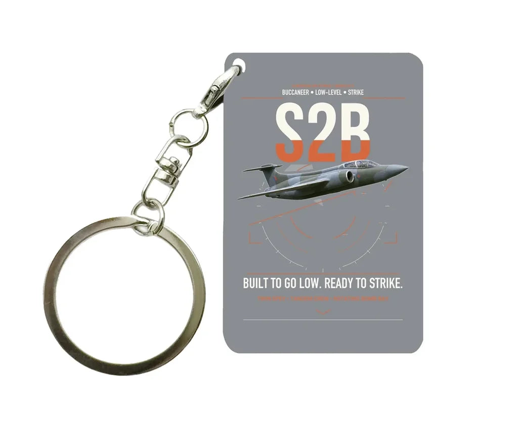Blackburn Buccaneer S2B design on gray designed key chain, double-side print