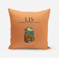 Thumbnail for Lisbon Humberto Delgado Airport (LIS) design on orange pillow