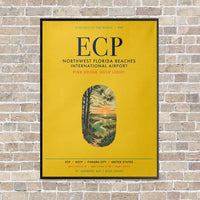 Thumbnail for Northwest Florida Beaches International Airport ECP vertical canvas print - framed - yellow background