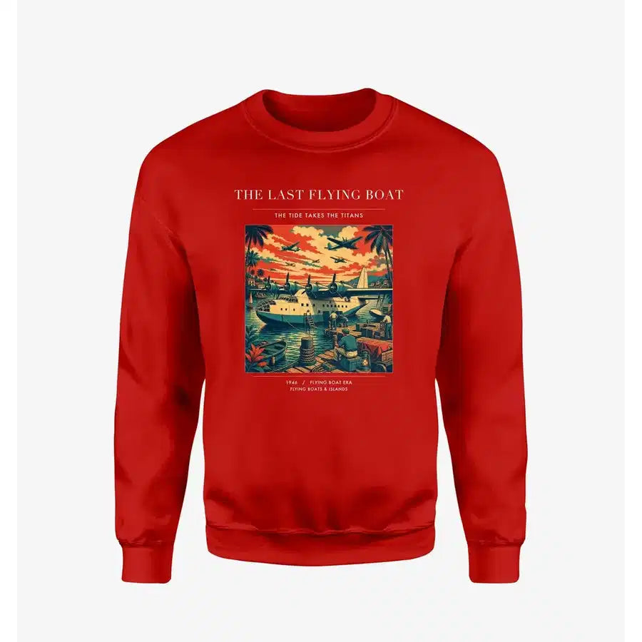 VINTAGE G4079 - The Last Flying Boat - Designed Sweatshirts design on red