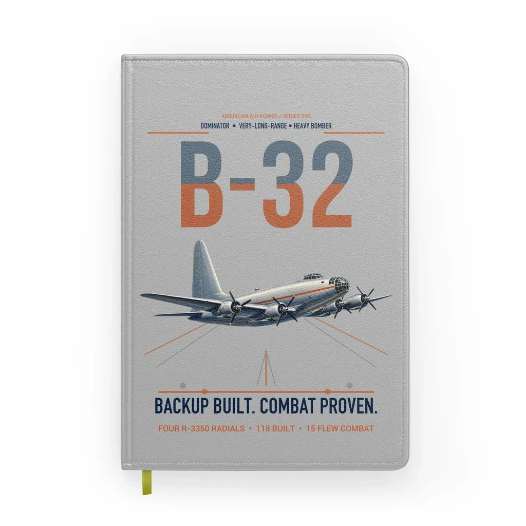 B-32 Dominator design on light gray notebook