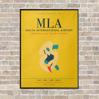 Thumbnail for Malta International Airport MLA vertical canvas print - framed - yellow background