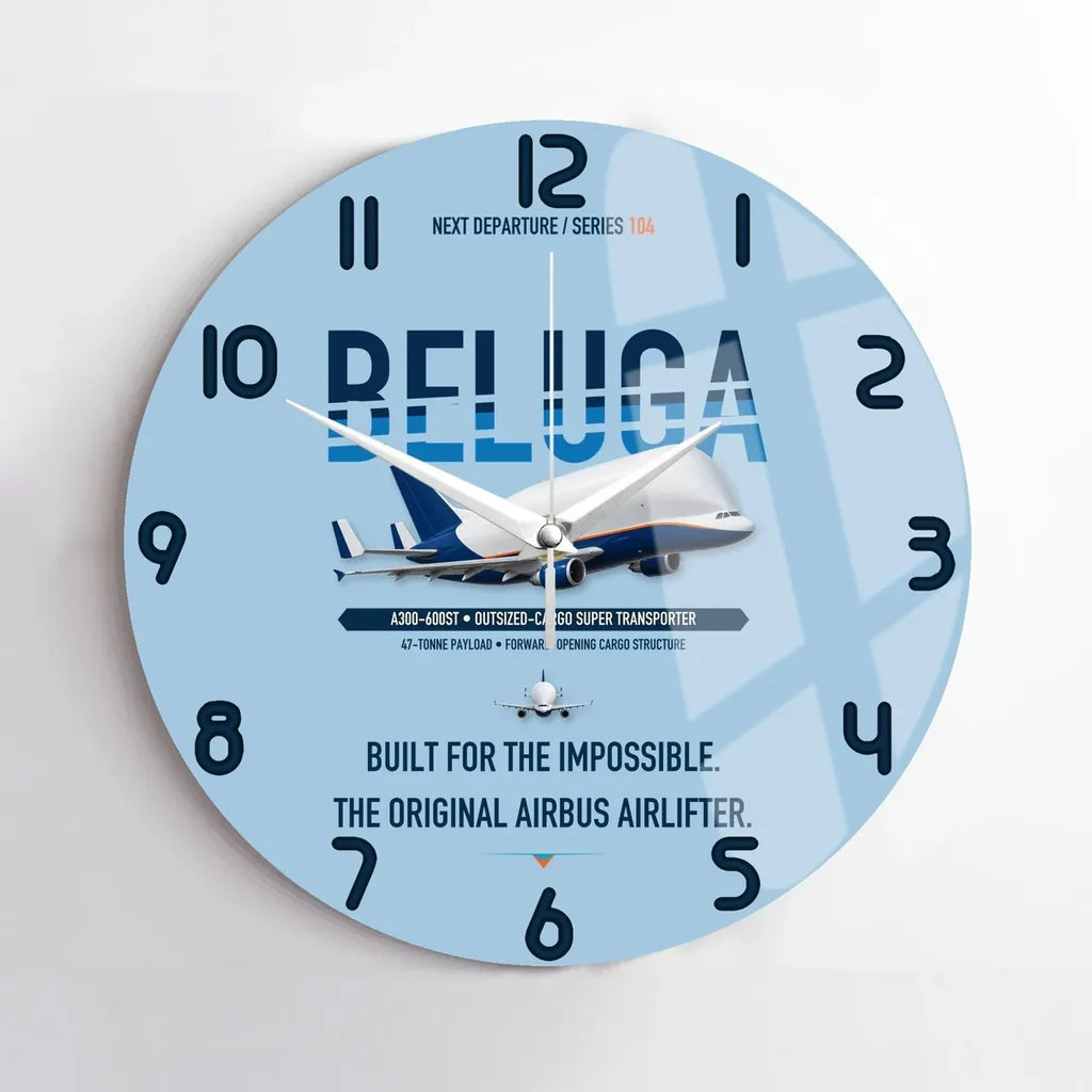 Airbus A300-600ST BelugaST design on light blue no frame wall clock