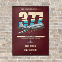 Thumbnail for Boeing 377 Stratocruiser vertical canvas print - framed - dark red background