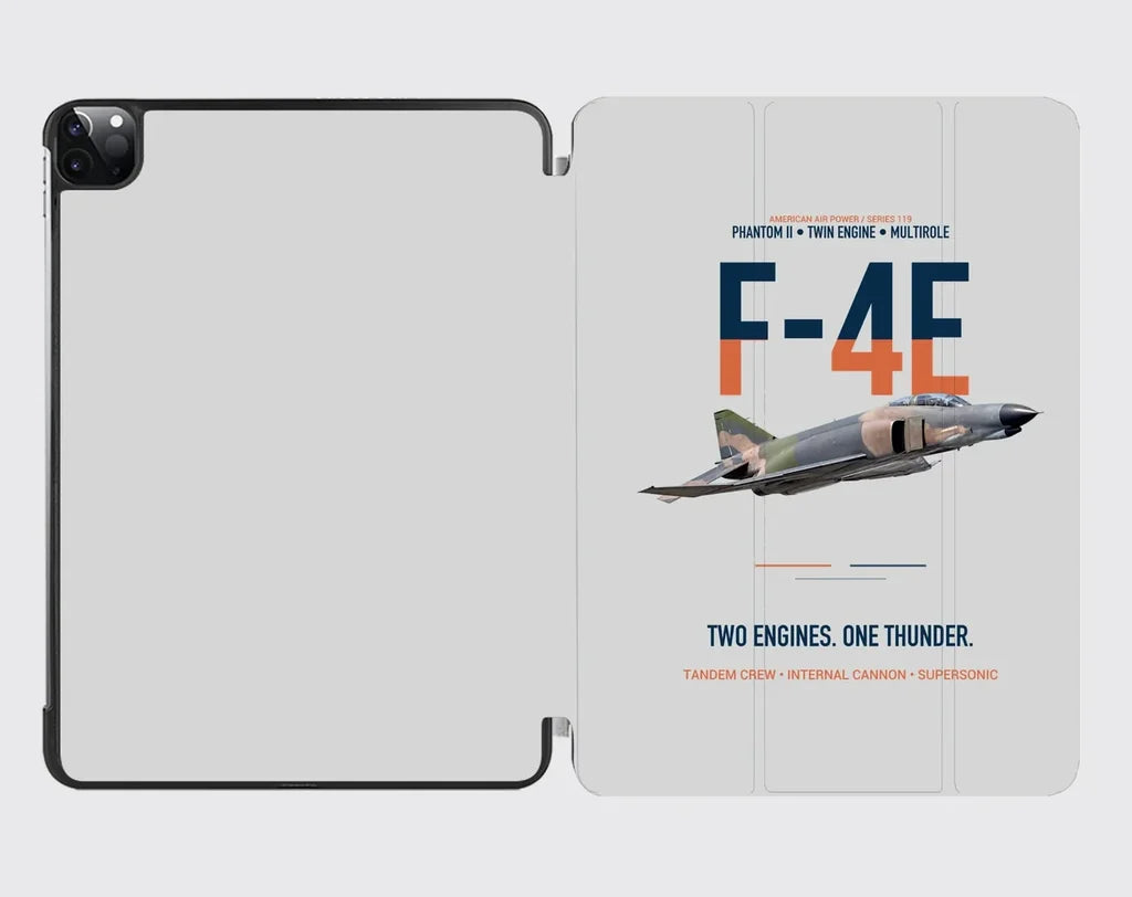 F-4E Phantom II Two Engines One Thunder design on light gray ipad tablet case