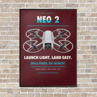 Thumbnail for DJI Neo 2 vertical canvas print - framed - dark red background
