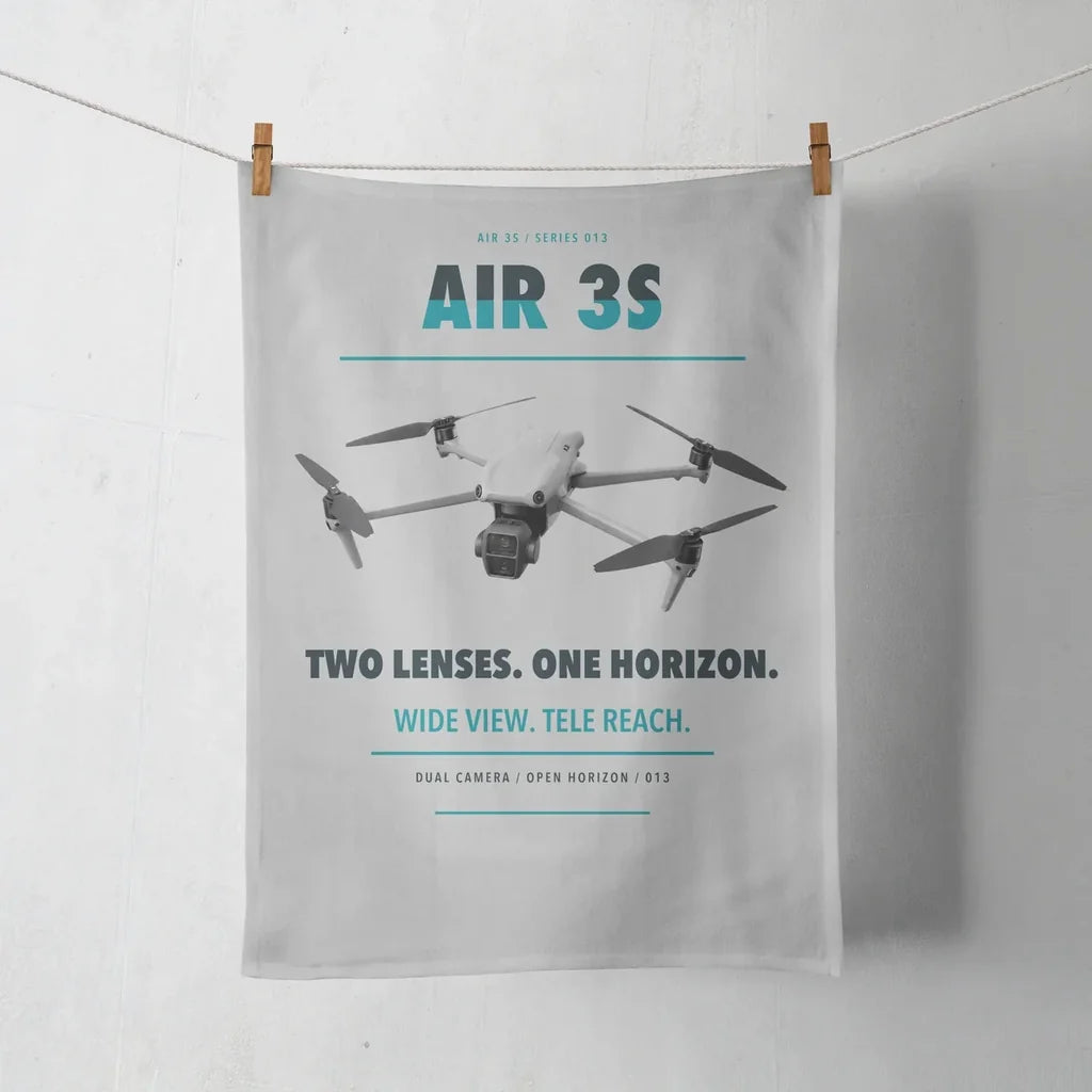 DJI Air 3S design on light gray towel