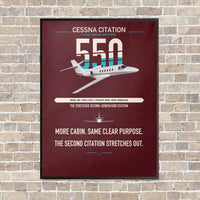 Thumbnail for Cessna Citation 550 - Citation II vertical canvas print - framed - dark red background