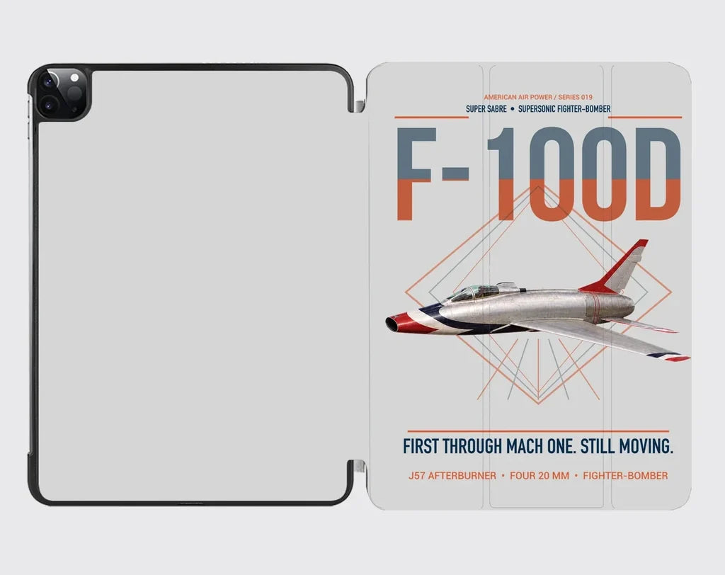F-100D Super Sabre design on light gray ipad tablet case