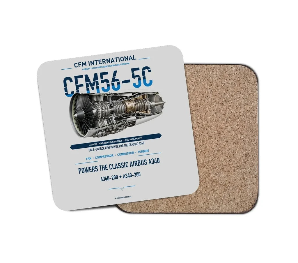 CFM56-5C design on light gray 1 piece coaster