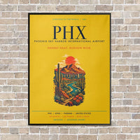 Thumbnail for Phoenix Sky Harbor International Airport PHX vertical canvas print - framed - yellow background