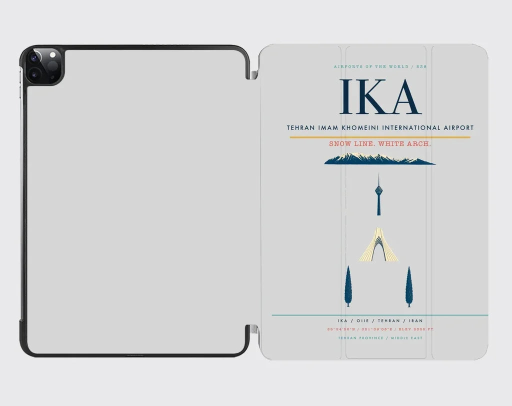 Tehran Imam Khomeini International Airport (IKA) design on light gray ipad tablet case