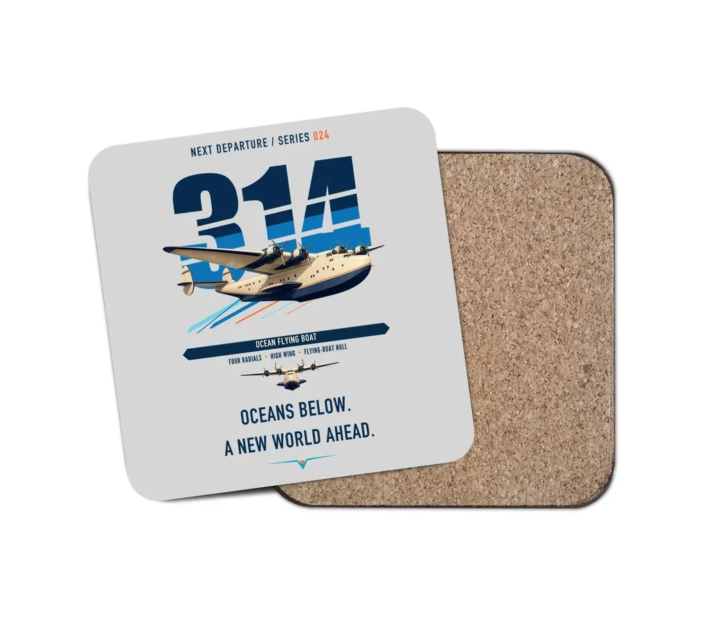 Boeing 314 Clipper design on light gray 1 piece coaster
