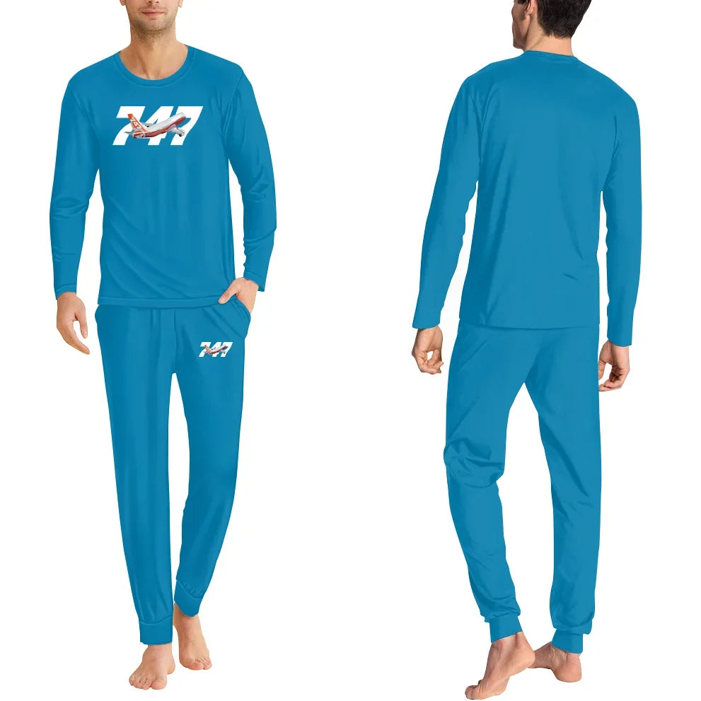 Super Boeing 747 Intercontinental men pajamas - Light Blue