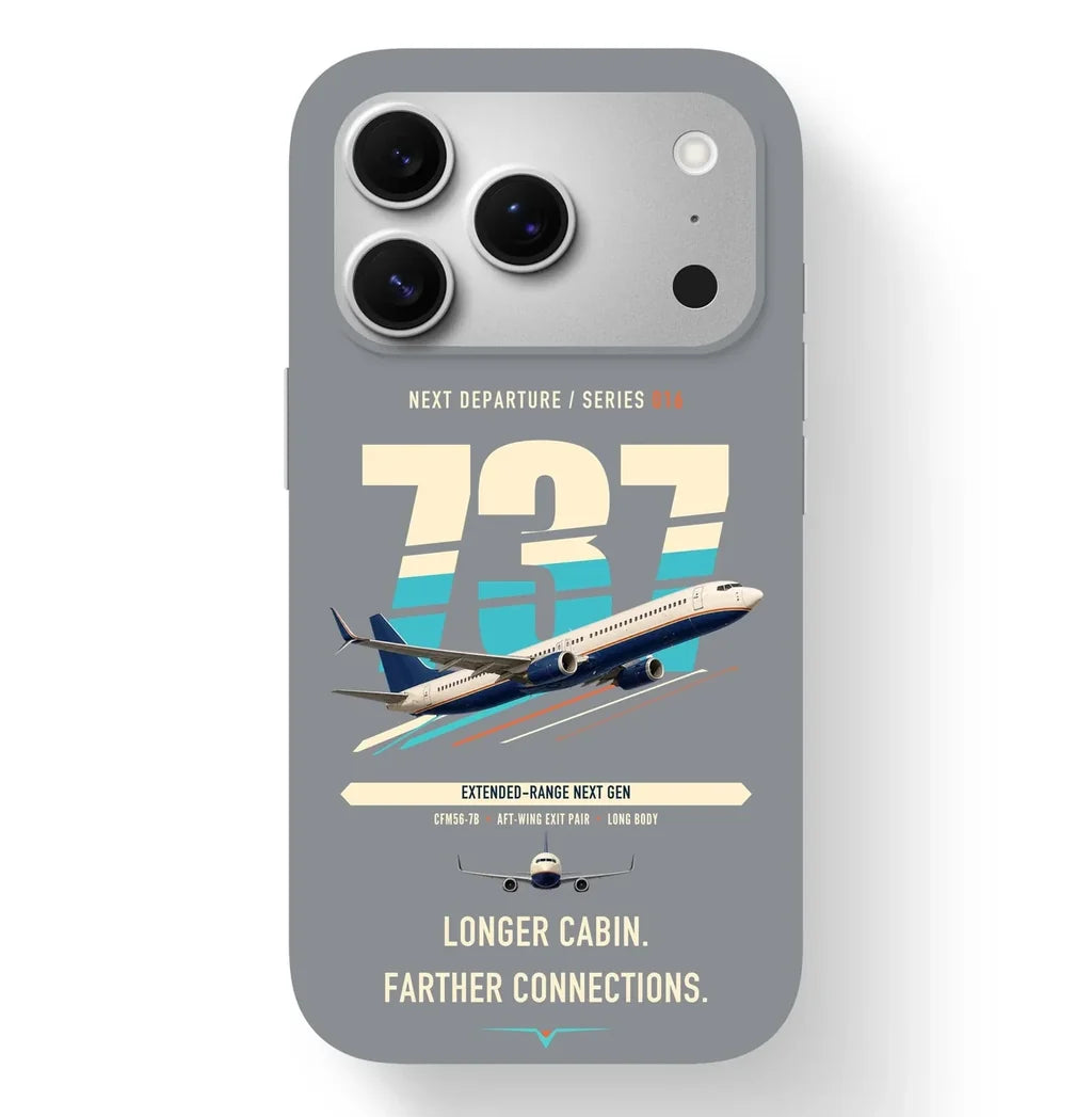 Boeing 737-900ER design on gray magsafe iphone case