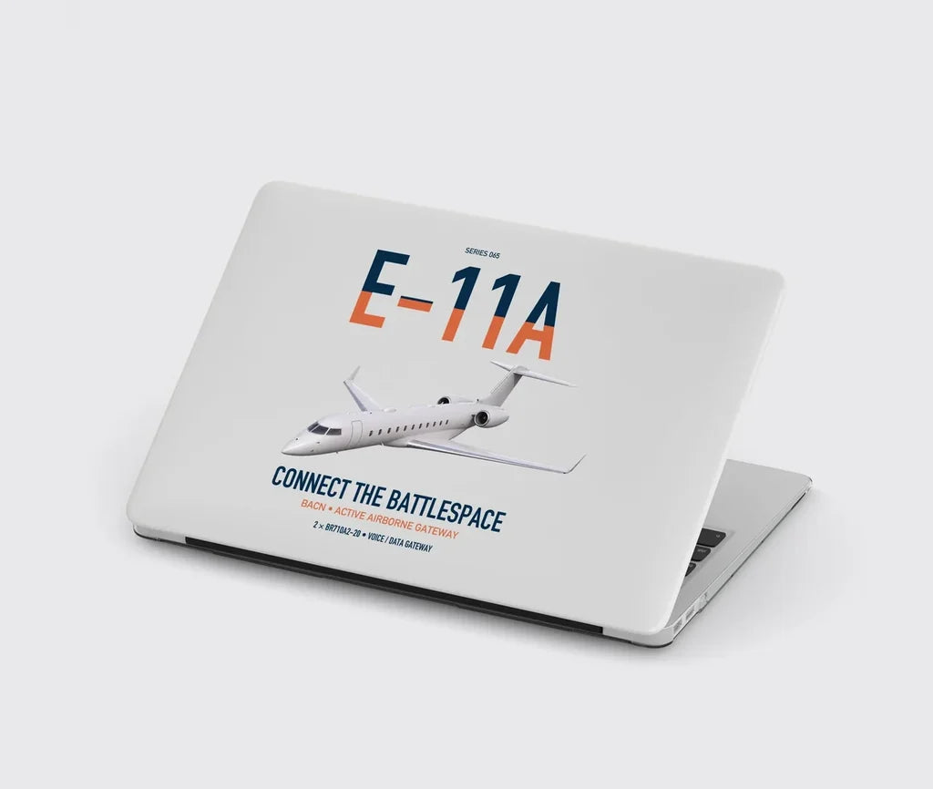 E-11A BACN design on light gray MacBook case