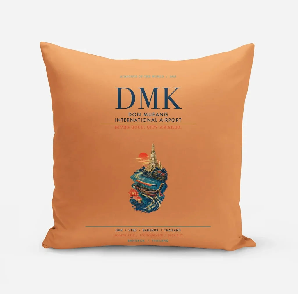 Don Mueang International Airport Bangkok (DMK) design on orange pillow