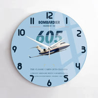 Thumbnail for Bombardier Challenger 605 design on light blue no frame wall clock