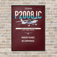 Thumbnail for Tecnam P2008JC NG vertical canvas print - framed - dark red background