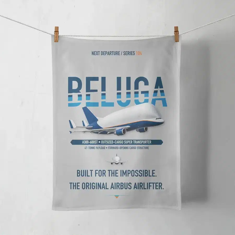 Airbus A300-600ST BelugaST design on light gray towel