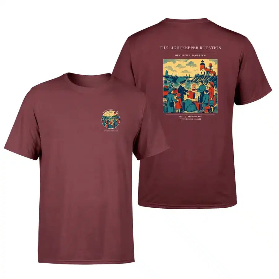 VINTAGE G4418 - The Lightkeeper Rotation - Double-Side T-Shirt design on darkred double side t shirt