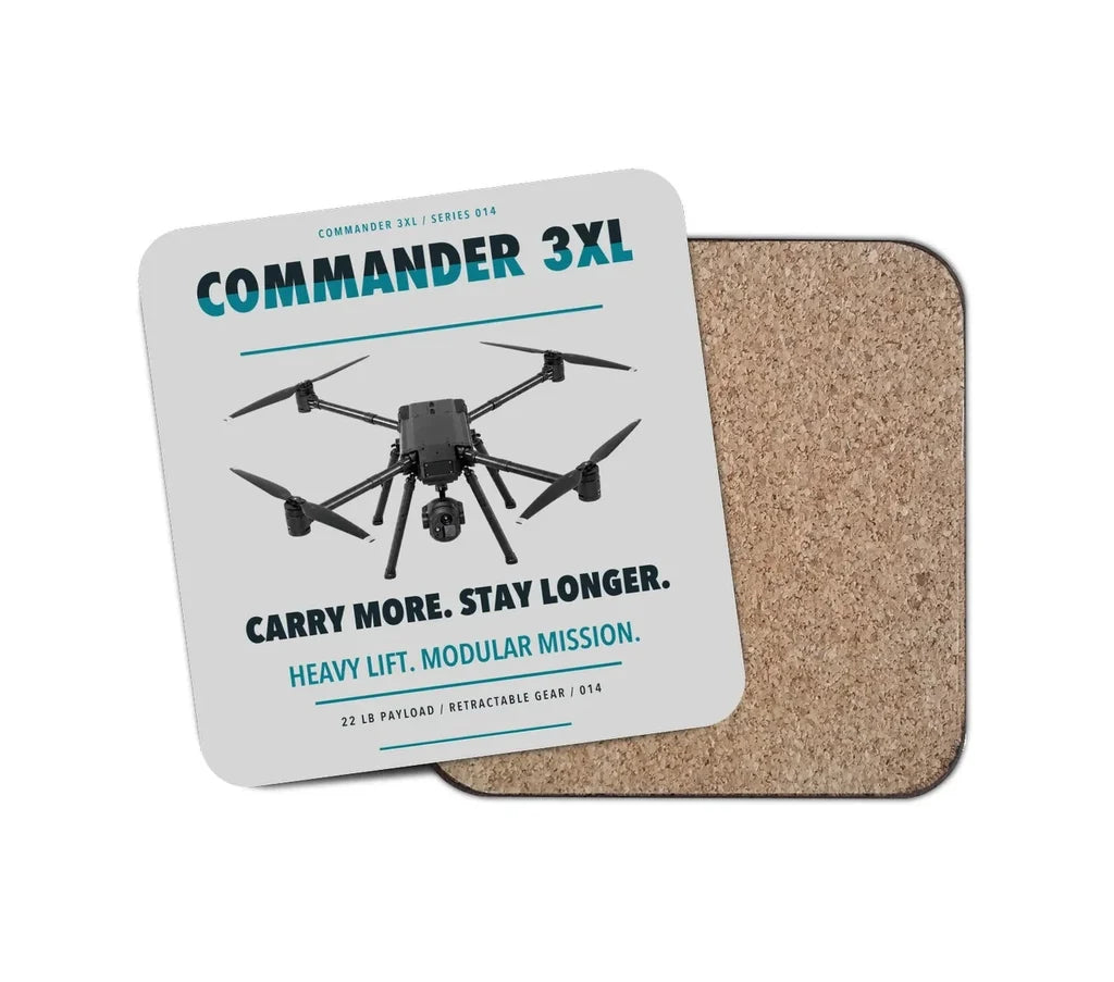 Draganfly Commander 3XL design on light gray 1 piece coaster