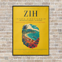 Thumbnail for Ixtapa-Zihuatanejo International Airport ZIH vertical canvas print - framed - yellow background