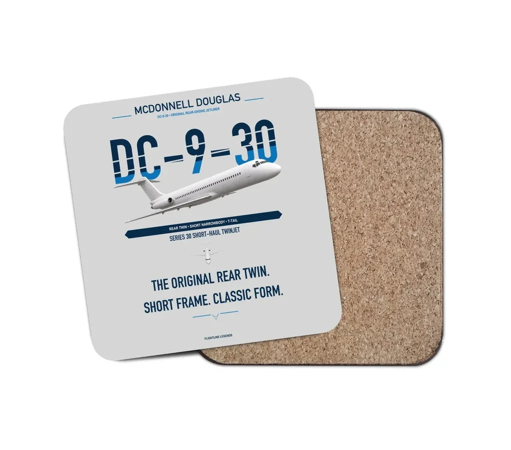 McDonnell Douglas DC-9-30 design on light gray 1 piece coaster