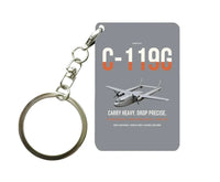 Thumbnail for C-119G Flying Boxcar design on gray designed key chain, double-side print