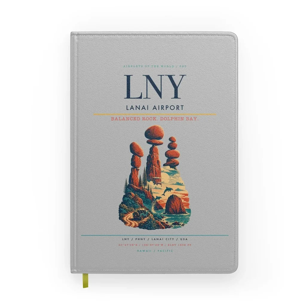 Lanai Airport (LNY) design on light gray notebook