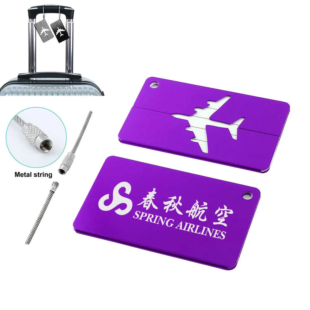 Spring Airlines Aluminum Luggage tag in purple