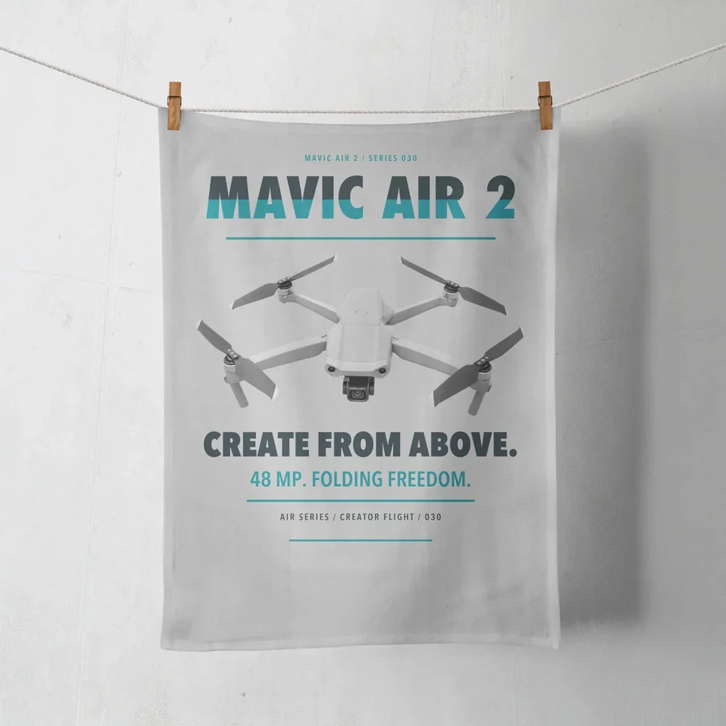 DJI Mavic Air 2 design on light gray towel