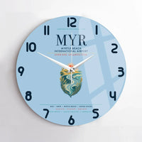Thumbnail for Myrtle Beach International Airport (MYR) design on light blue no frame wall clock