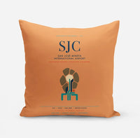 Thumbnail for San José Mineta International Airport (SJC) design on orange pillow