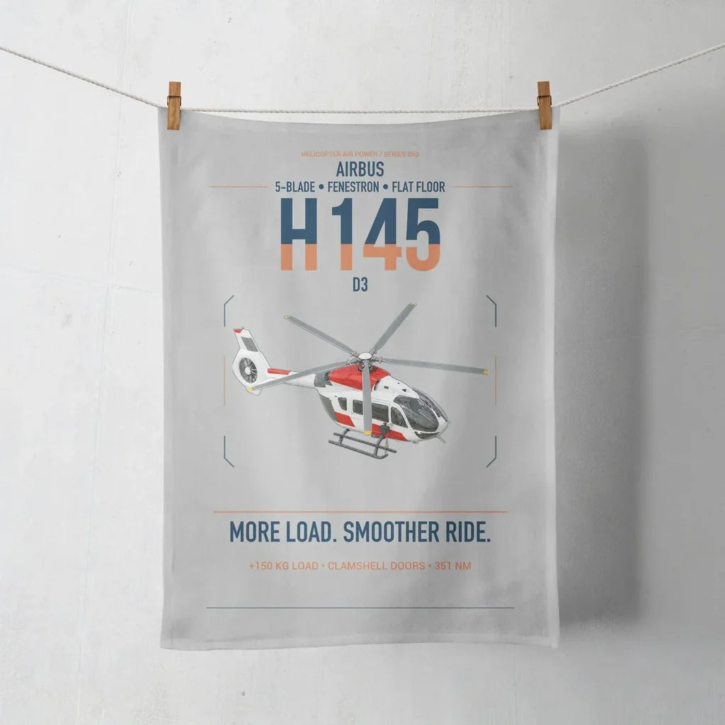 Airbus H145 D3 design on light gray towel