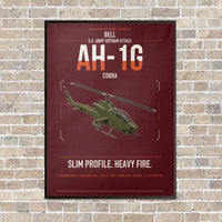 Thumbnail for Bell AH-1G Cobra vertical canvas print - framed - dark red background