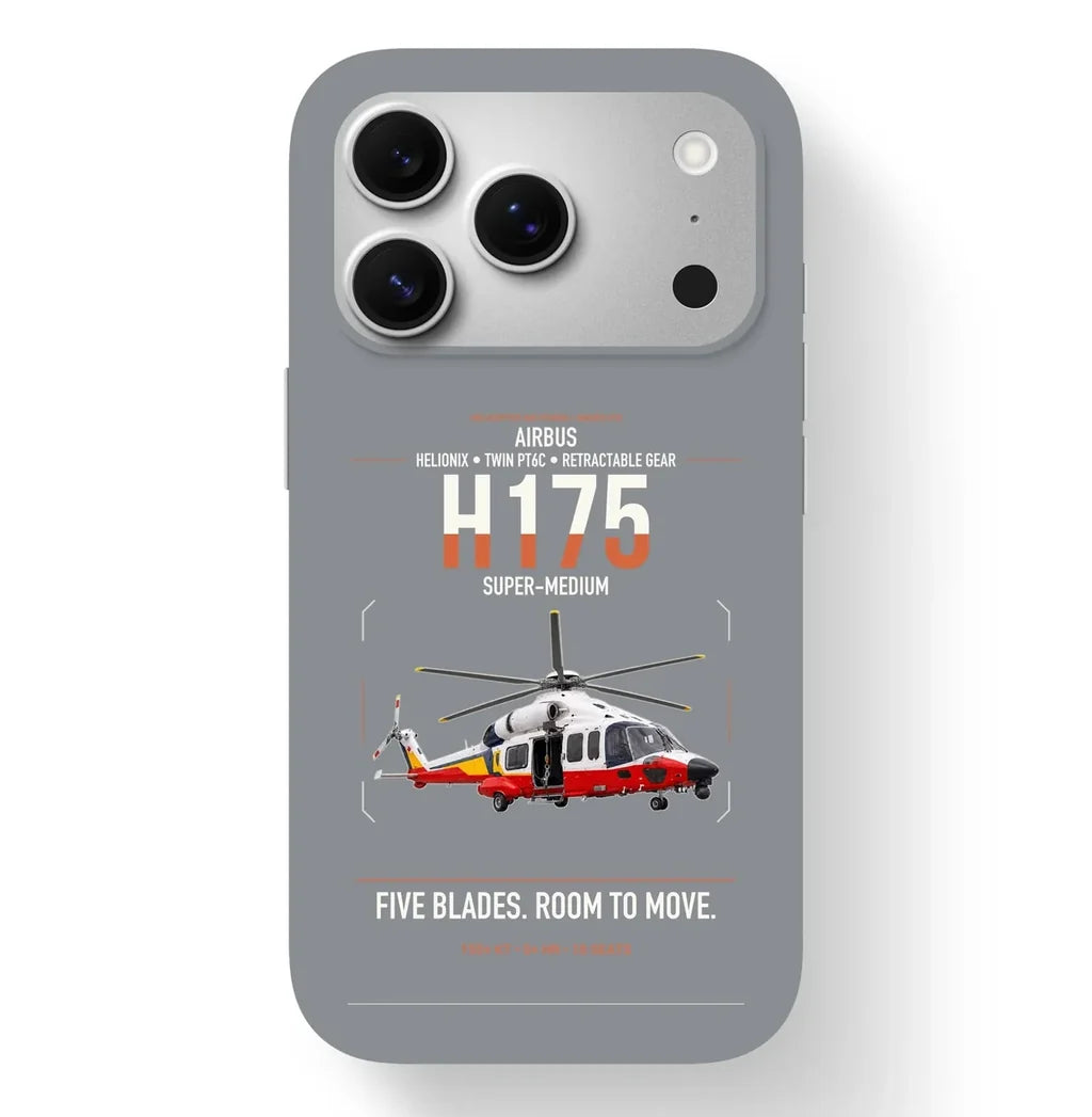 Airbus H175 design on gray magsafe iphone case, for iPhone 17 Pro