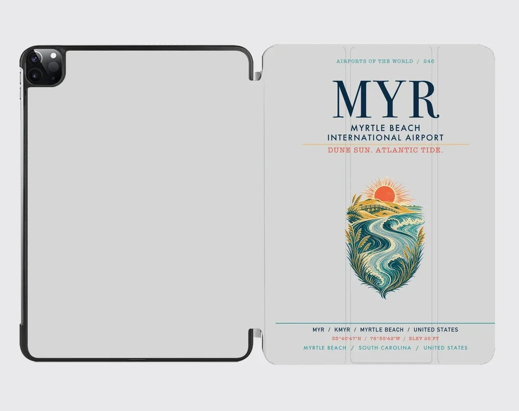 Myrtle Beach International Airport (MYR) design on light gray ipad tablet case