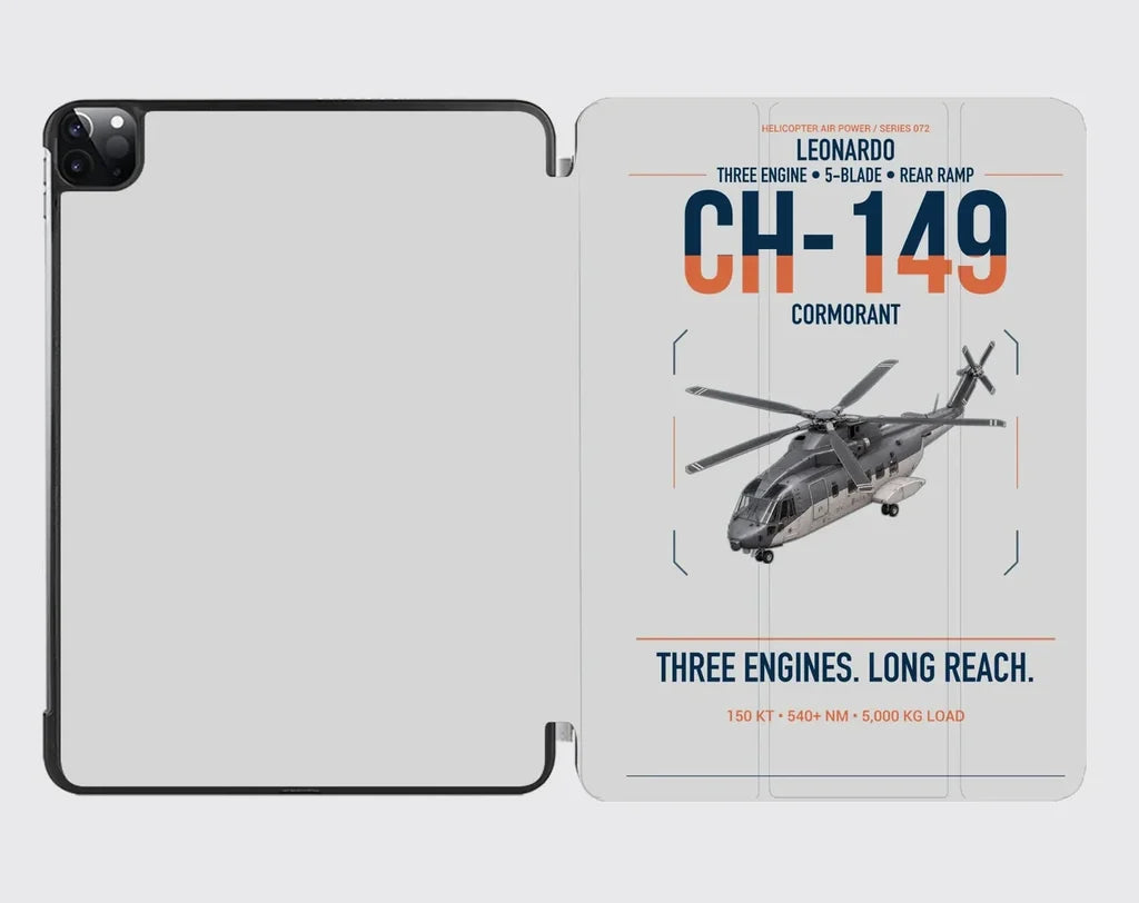 Leonardo CH-149 Cormorant design on light gray ipad tablet case