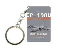 Thumbnail for EC-130H Compass Call design on gray designed key chain, double-side print
