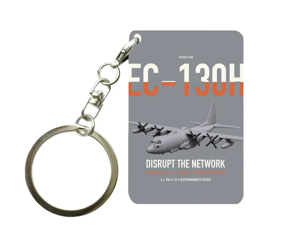 EC-130H Compass Call design on gray designed key chain, double-side print