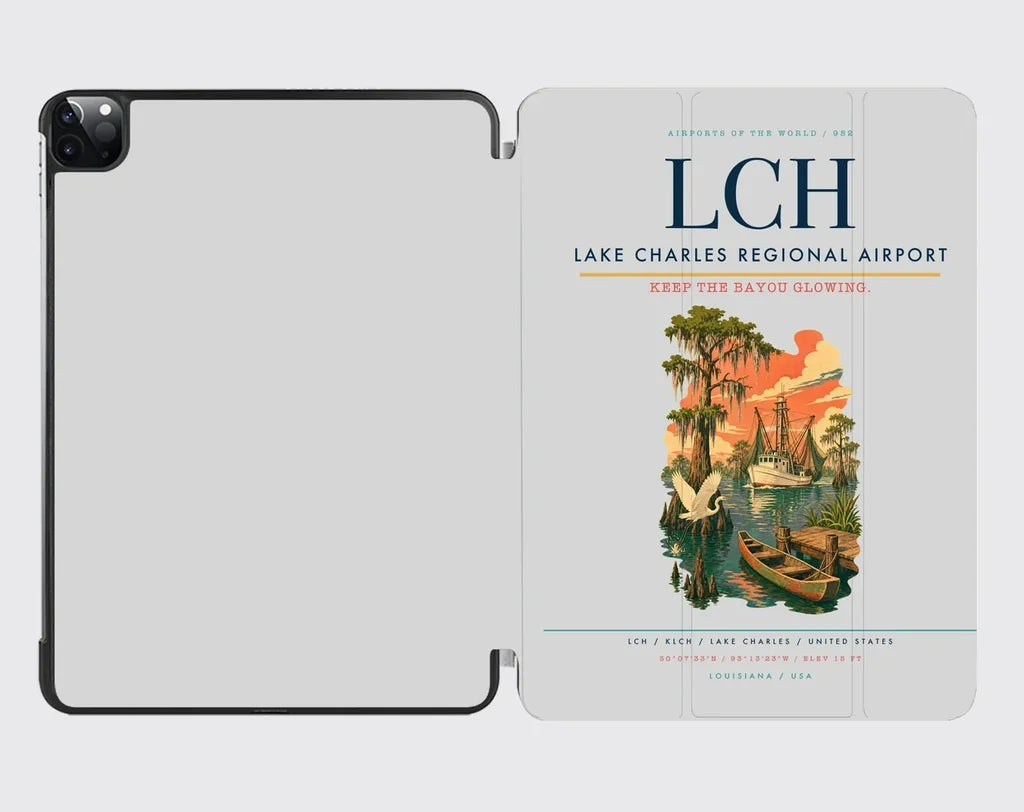 Lake Charles Regional Airport (LCH) design on light gray ipad tablet case