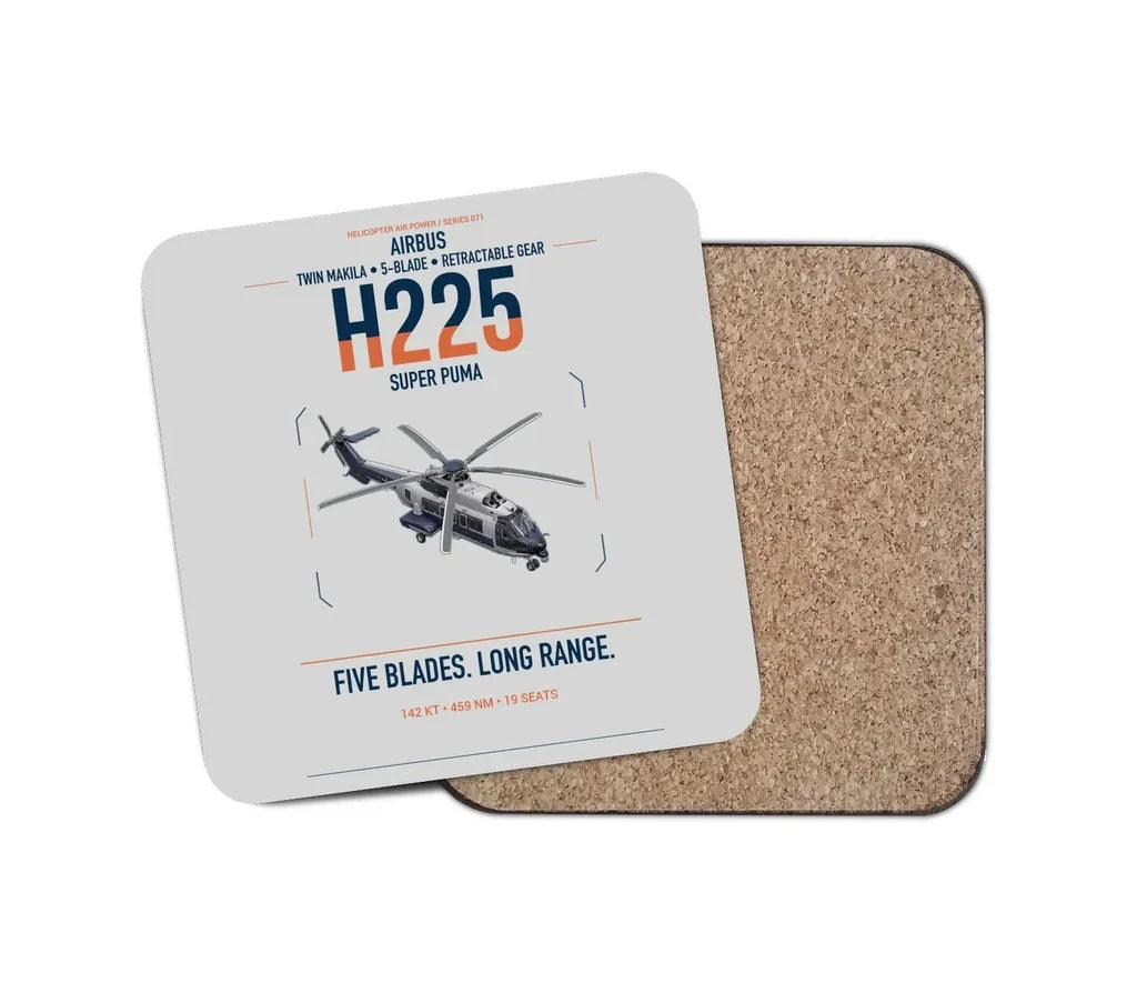 Airbus H225 design on light gray 1 piece coaster