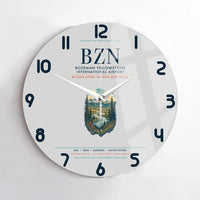 Thumbnail for Bozeman Yellowstone International Airport (BZN) design on light gray no frame wall clock