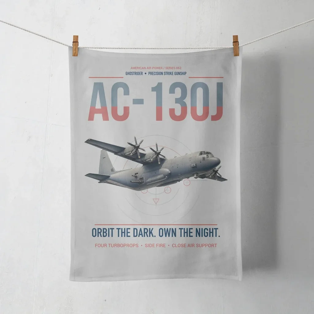 AC-130J Ghostrider design on light gray towel