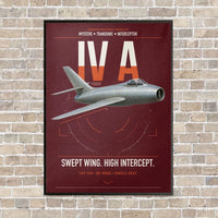 Thumbnail for Dassault Mystère IV A vertical canvas print - framed - dark red background