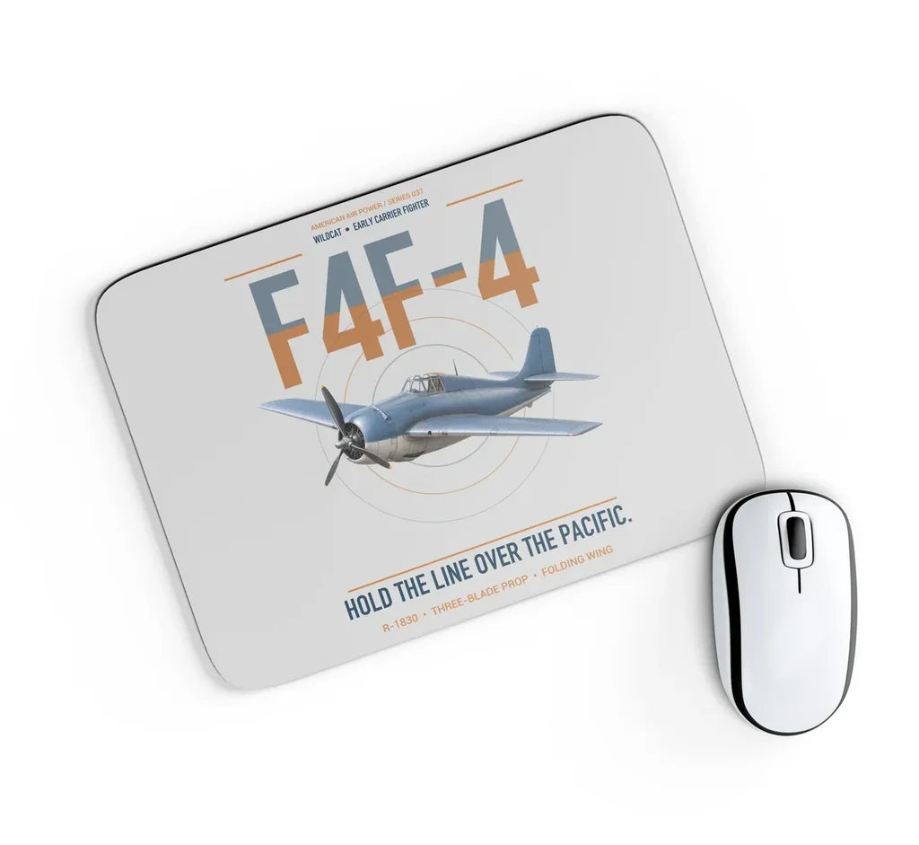 F4F-4 Wildcat design on light gray rectangle mouse pad